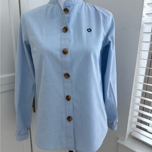 Lands' End Light Blue Casual Button Down Shirt with Chase Bank Logo